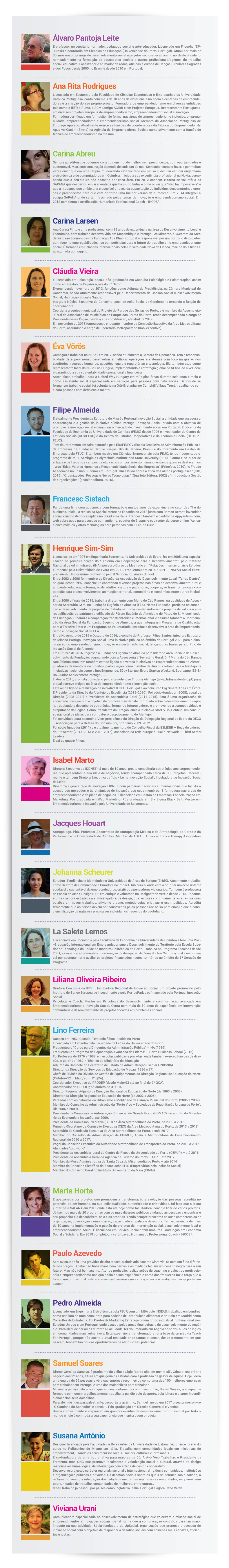 Notas biográficas dinamizadores Gondomar Inovar 3.0